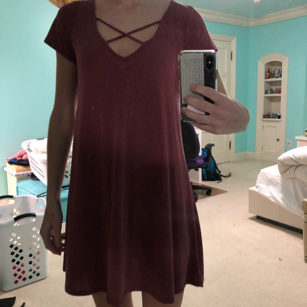 Burgundy shift dress